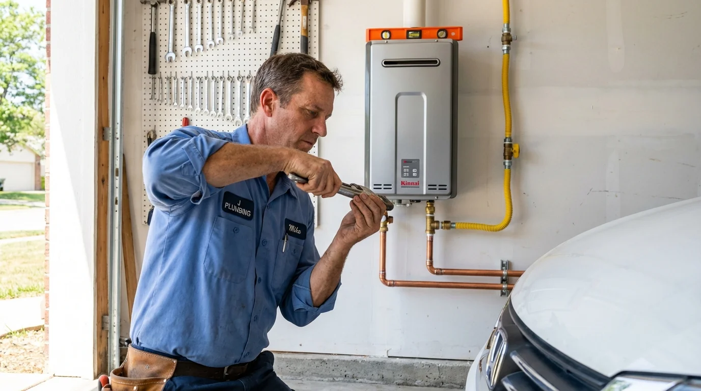 Tankless water heater installation by a Johns Plumbing LLC plumber in New Philadelphia